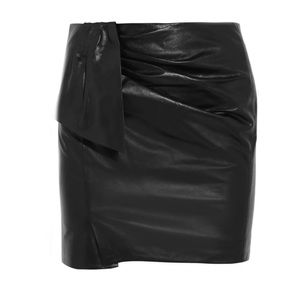 Isabel Marant Black Leather Gathered Mini Skirt